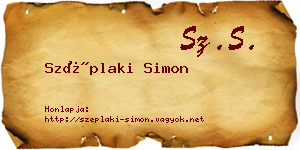 Széplaki Simon névjegykártya